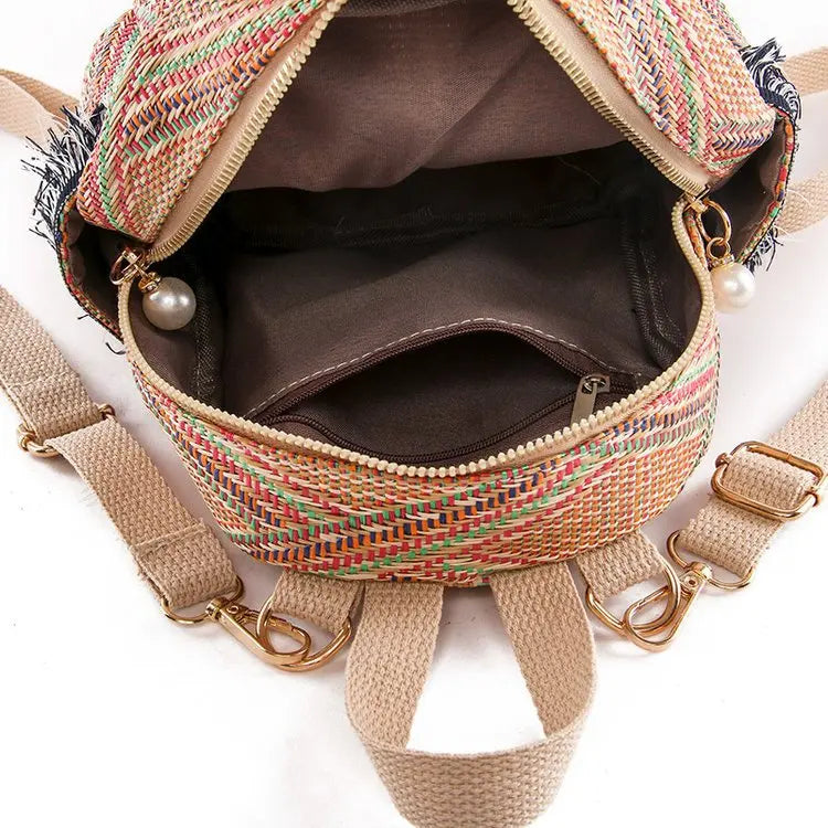 Braided Ethnic Style Hand-woven Diagonal Backpack