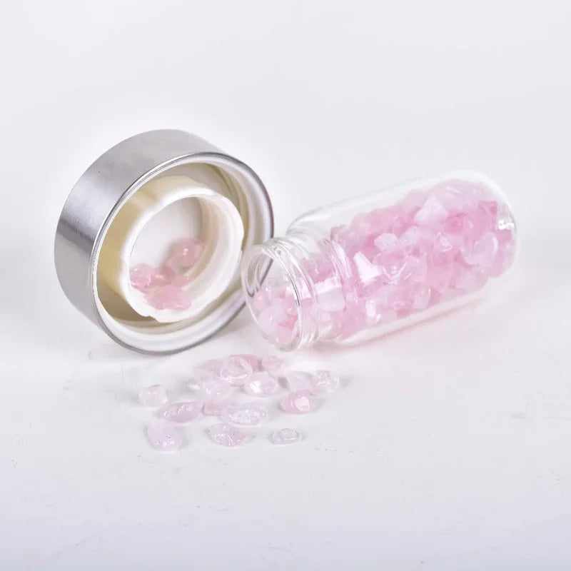 500 ml Natural Quartz Gemstone Crystal Glass Bottle Healing Energy Stainless Steel