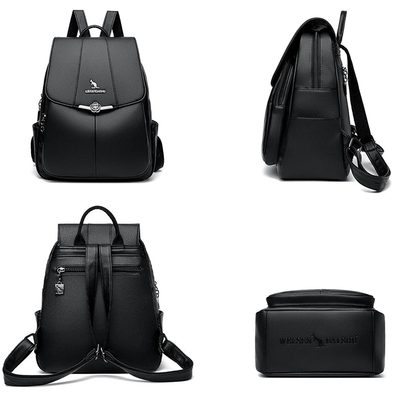 High-Quality Leather Backpack High-Capacity